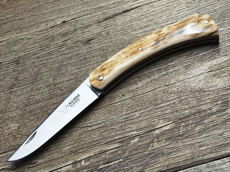 Ausstellungsstück, Laguiole en Aubrac Mistral, Taschenmesser 11 cm, Griff Mammutelfenbein, Etui