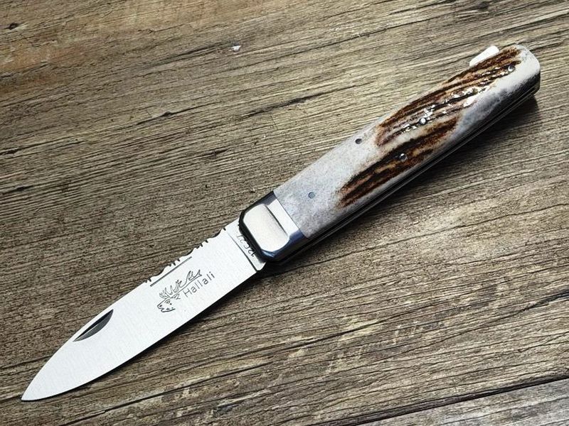 Couteau Chasse  Douris Chastel, Modell Hallali, Griff Hirschhorn, schweres Jagdmesser mit Back-Lock-Verriegelung,  Coutellerie Goyon-Chazeau, Messer Nr. 2