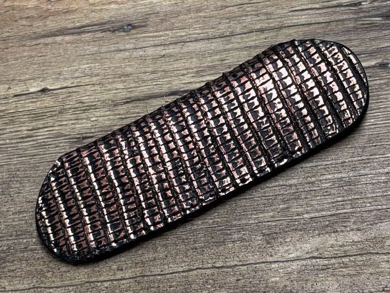 Edles Steck-Etui aus Eidechsenleder (Echtleder), Farbe Bronze, für Laguiole Taschenmesser bis 12 cm und alle hier eingestellten Taschenmesser bis 12 cm Grifflänge