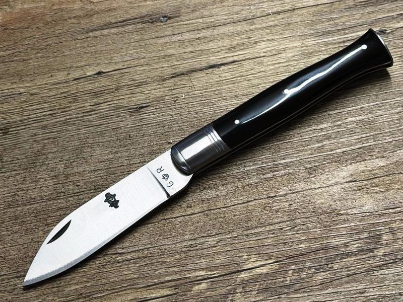 Das Poisson-Culot oder Kenavo, französisches Taschenmesser, Griff Büffelhornspitze schwarz poliert, Schmiede Thiers Issard