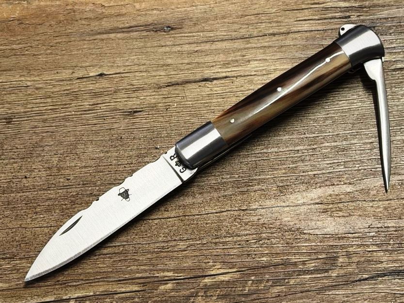 Das Laguiole Droit, Griff geflammte Hornspitze poliert von Thiers Issard Das Laguiole Droit, Griff geflammte Hornspitze poliert von Thiers Issard