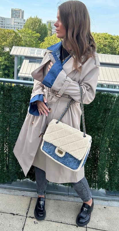 Trench beige bi matiere