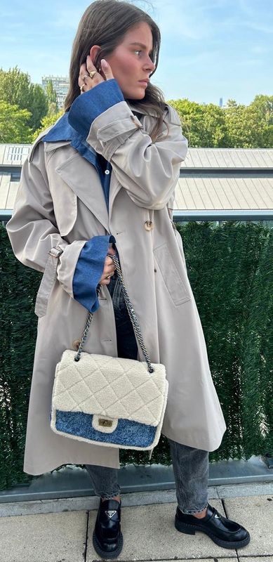 Sac jean fourrure bleu