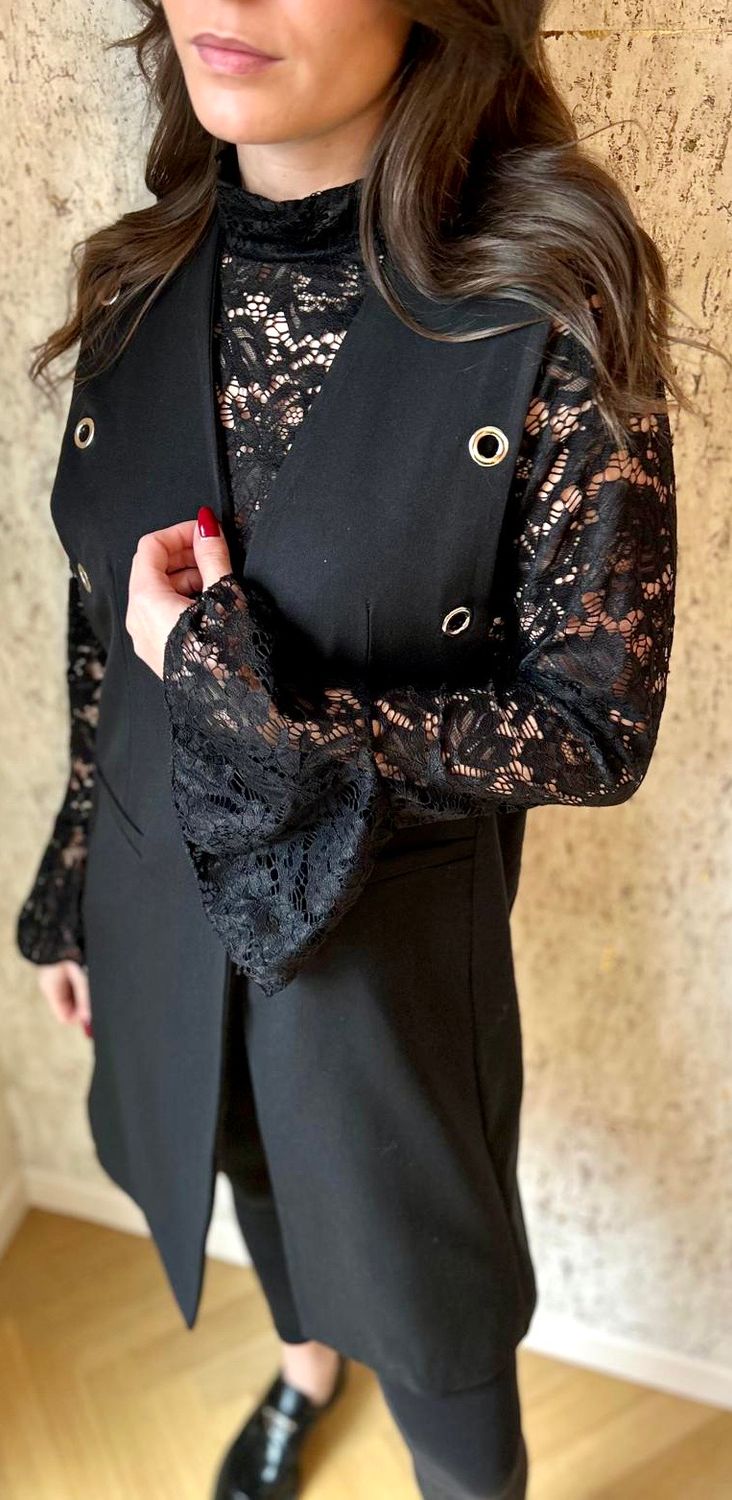 Haut dentelle Laura noir