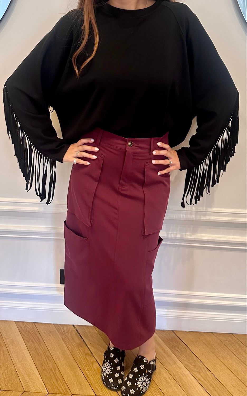 Jupe cargo bordeaux