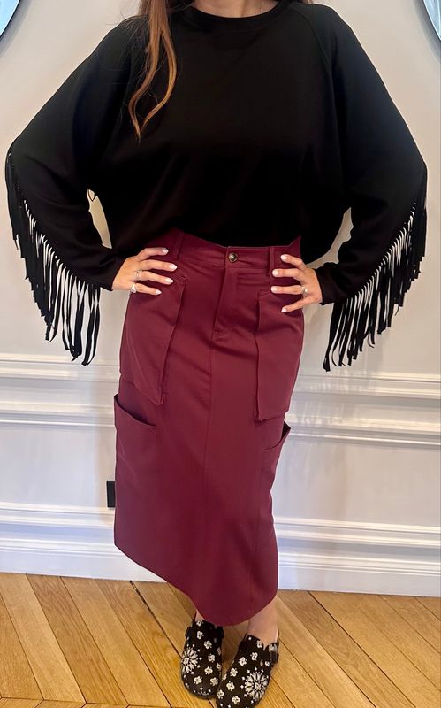 Jupe cargo bordeaux