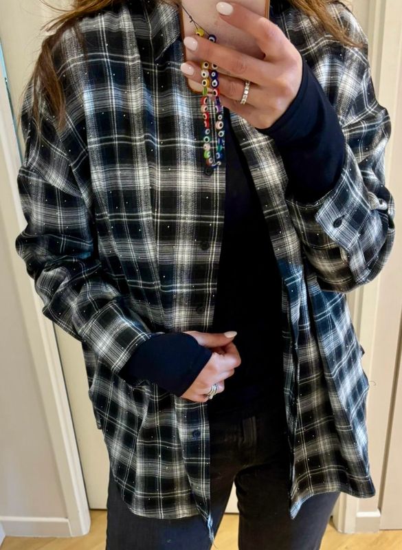 Chemise carreaux strass