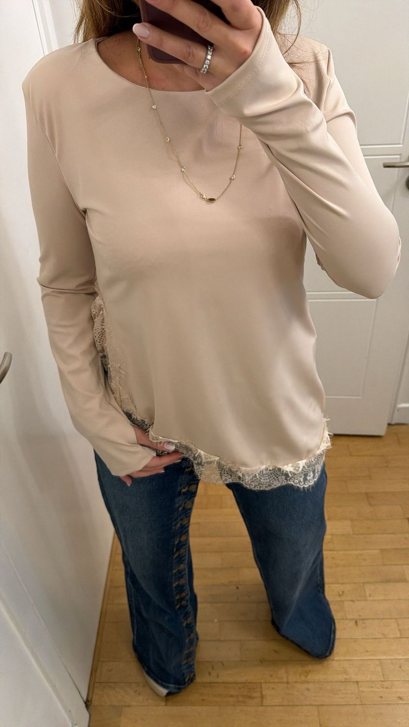 Tee shirt dentelle épaulettes mitaines 1