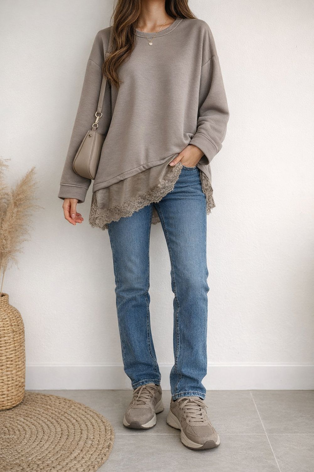 Tunique sweat dentelle