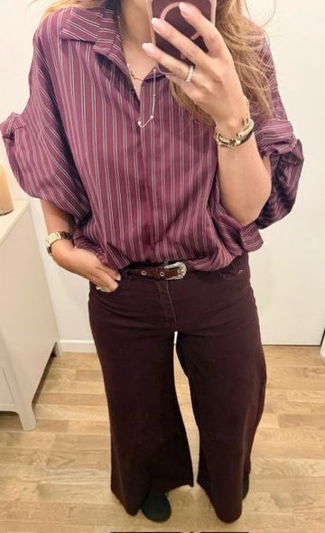 Chemise rayures Lola bordeaux