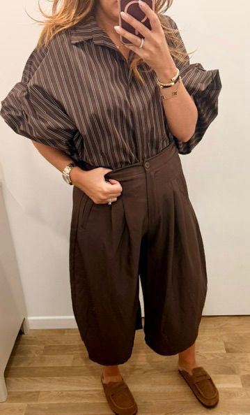 Chemise rayures Lola Marron