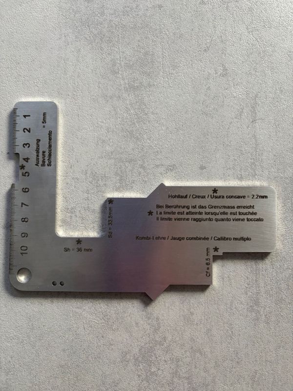 CALIBRE COMBINE DE MESURE FERROVIAIRE DES ROUES : HAUTEUR - LARGEUR - SAILLIE - FAUX BOUDIN