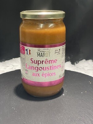 Soupe de langoustines aux épices, velouté artisanale riche en saveurs de crustacés