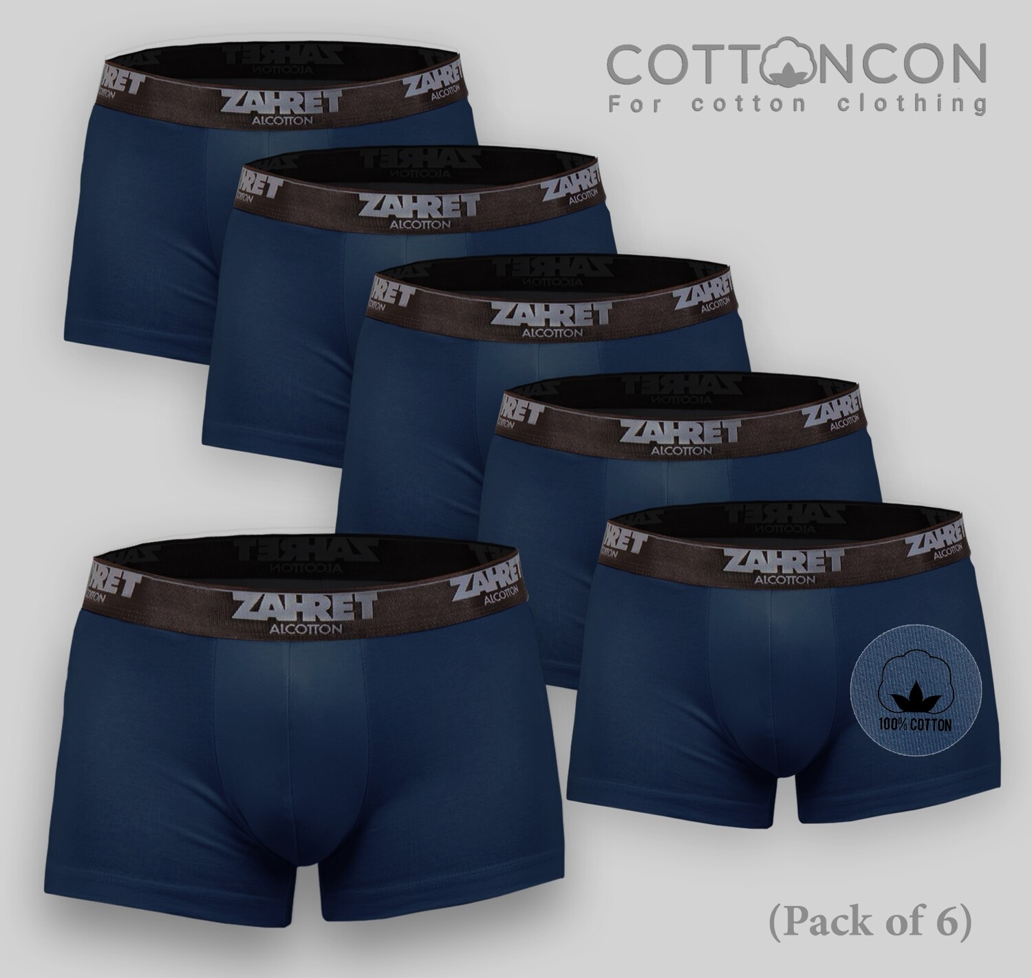 Men's Boxer Short Soft Cotton Blue Color Men Pack Breathable Underwear Briefs (Pack of 6)