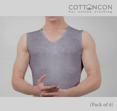 TankTop Underwear Shirt Grey, Super Soft Tank Top with 100% Original Cotton, Naturally Breathable Undershirt, Sweat Absorption, for Men (Pack of 6)