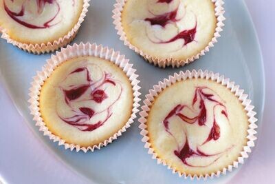 Cheesecake Treats with Raspberry Swirl