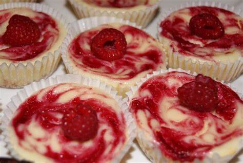 Cheesecake Treats with Raspberry Swirl