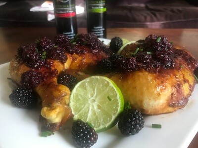 Blackberry Glazed Chicken Legs with Ginger and Lime