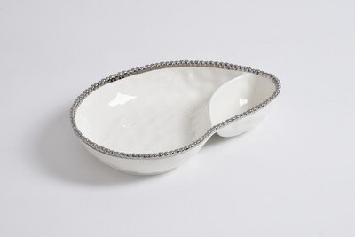 2 Section Serving Piece White
