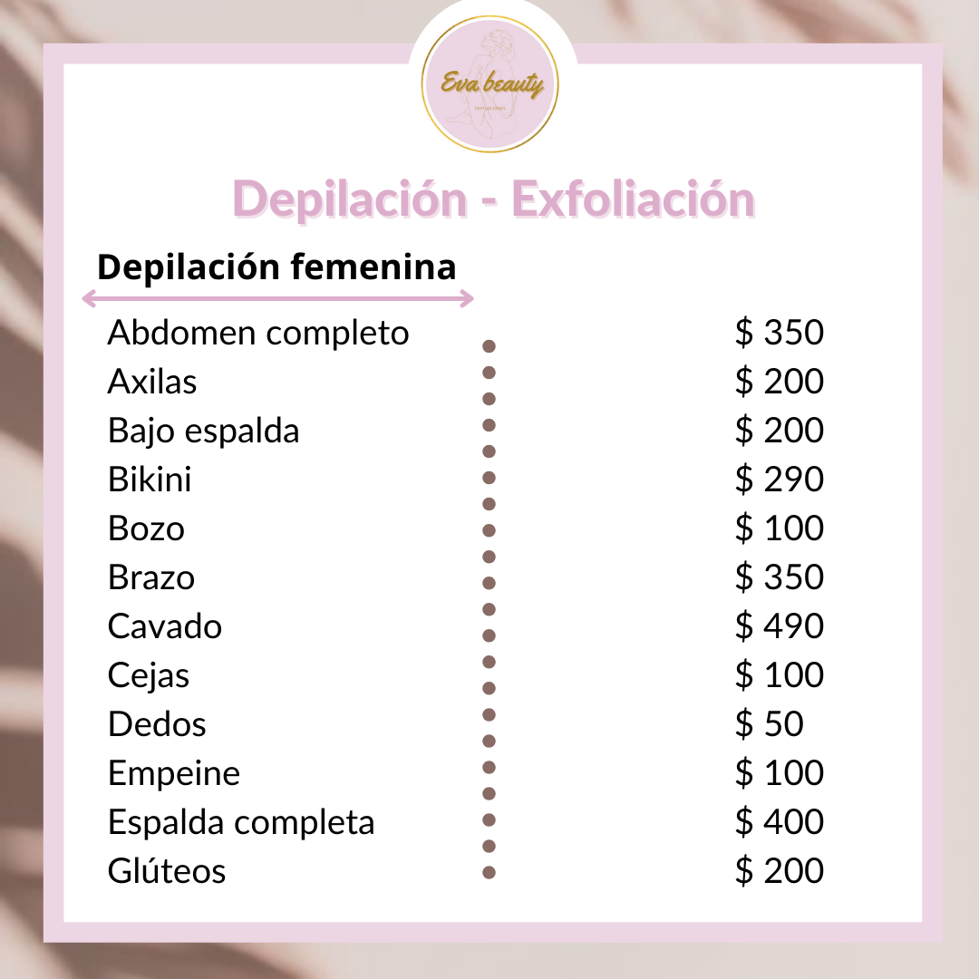 Lista de precios depilación femenina con cera
