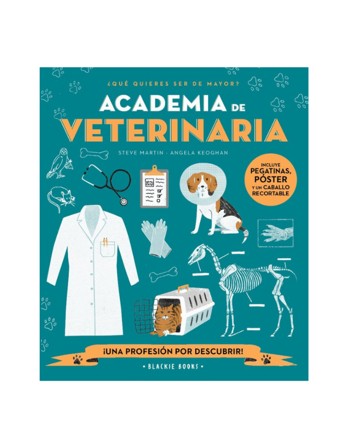 ACADEMIA DE VETERINARIA Incluye pegatinas, póster y un caballo recortable.