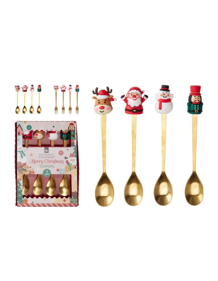 SET DE 4 CUBIERTOS NAVIDEÑOS CUCHARAS O TENEDORES SURTIDOS