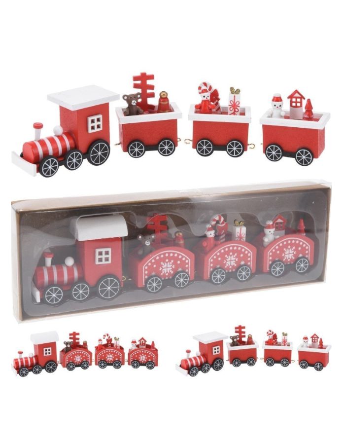 TREN DE MADERA NAVIDEÑO 25CM 2 DISEÑOS SURTIDOS TREN DE MADERA NAVIDEÑO 25CM 2 DISEÑOS SURTIDOS