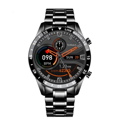 1.3 inch high-definition round screen Lige-M8 smartwatch - Metal Black