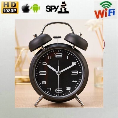 Wireless Camera Alarm Clock with Smart Wi-Fi Camera - Black