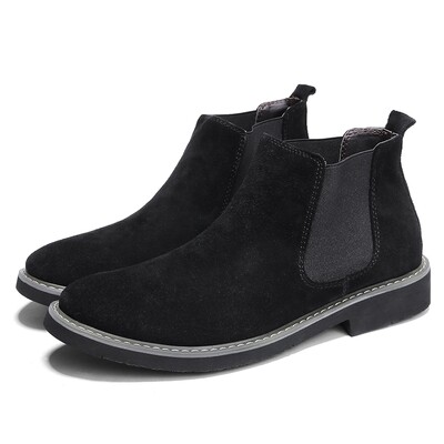 Fashion Style Middle top Suede Leather Shoes - Black