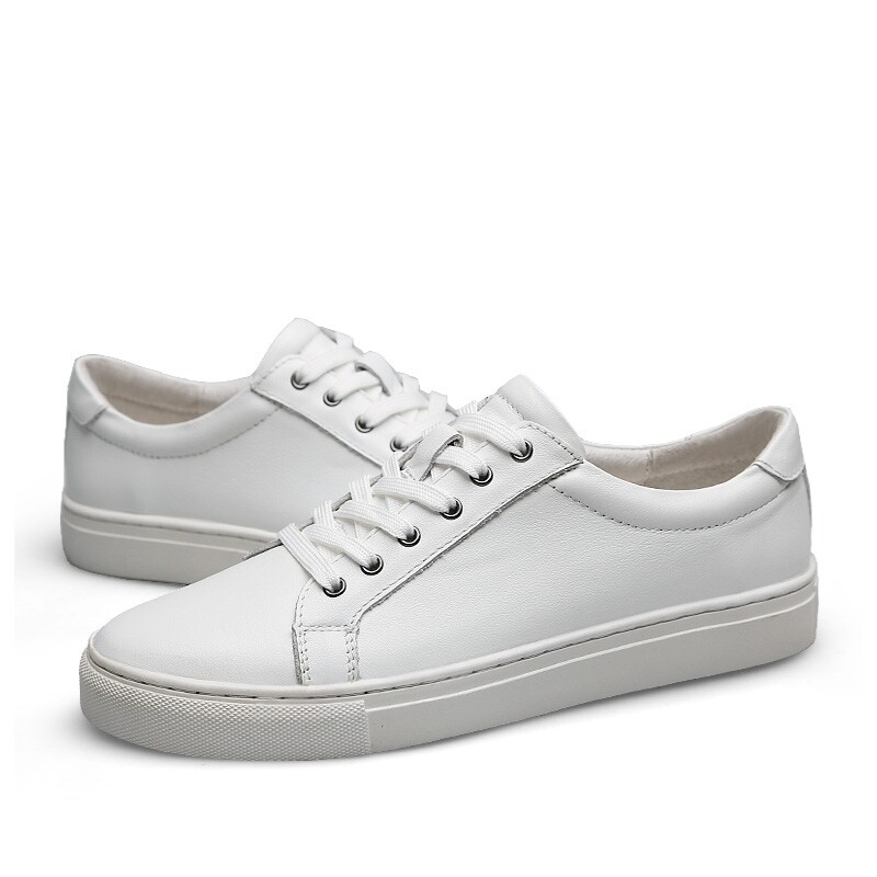 Genuine Cow Leather Sneakers - White
