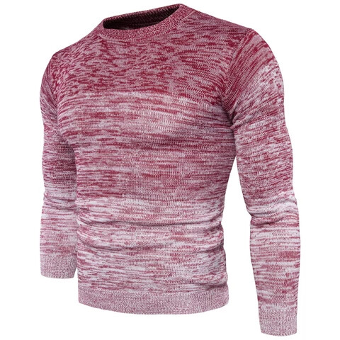 Spring Sweater Gradient Casual round Neck Men Pullovers - Red