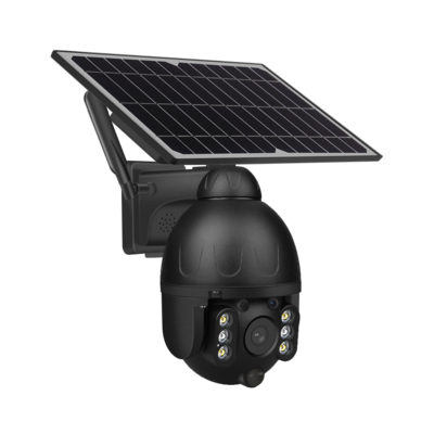 2MP Wifi Solar PTZ Camera, Tuya APP, Black color, Metal, with 6pcs 18650 batteries
