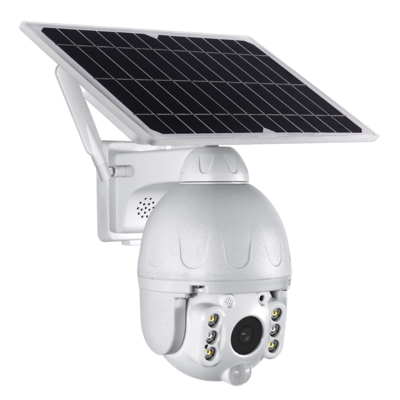 2MP Wifi Solar PTZ Camera, Tuya APP, White color, Metal, with 6pcs 18650 batteries