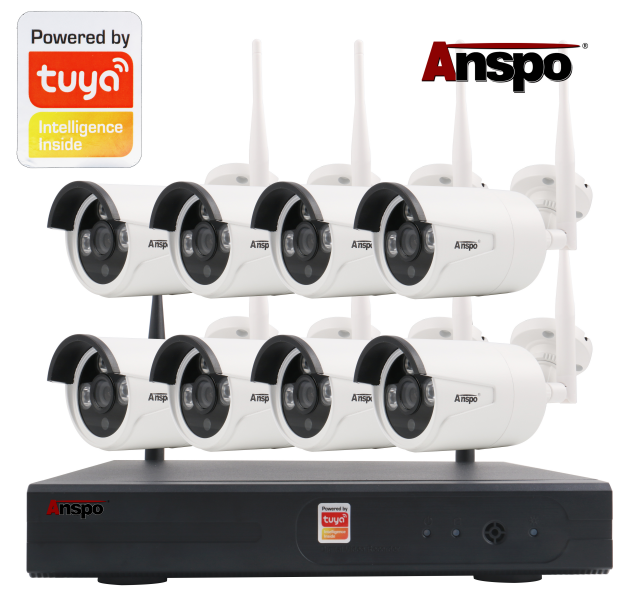 Anspo 8CH TUYA APP smart CCTV Wireless IP Camera - white