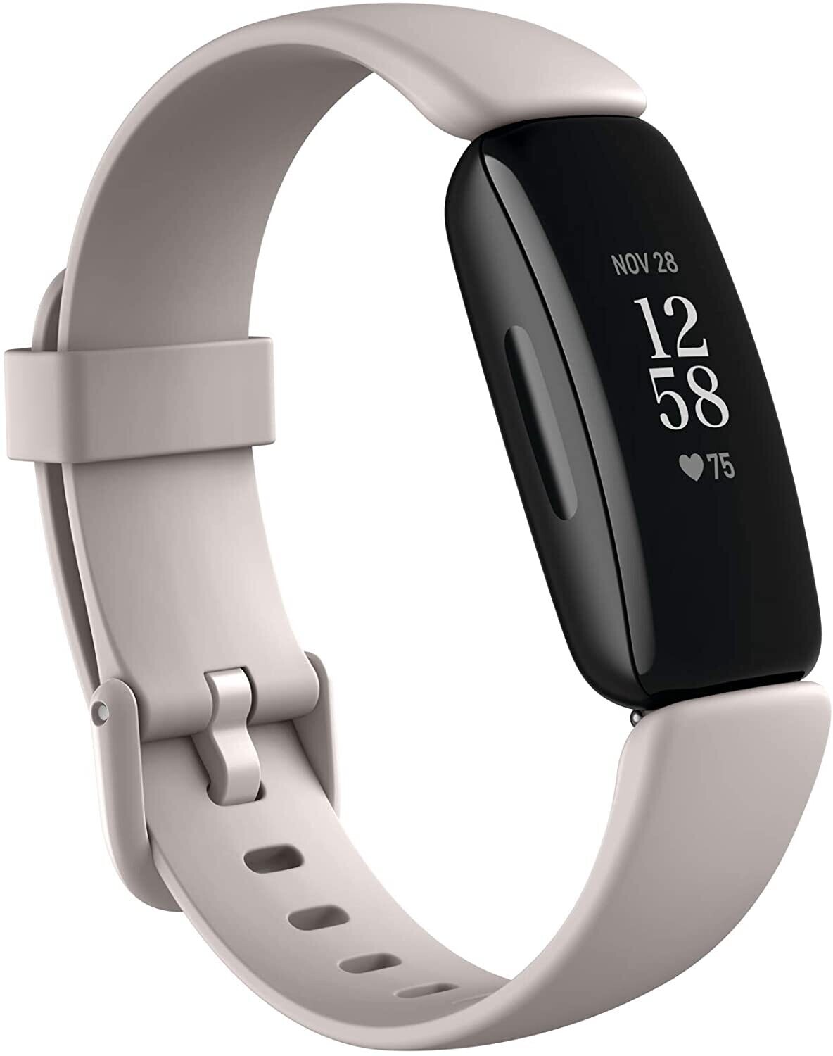 Fitbit Inspire 2 Health & Fitness Tracker with a Free 1-Year Fitbit Premium Trial, 24/7 Heart Rate, Lunar White, One Size (S & L Bands Included)