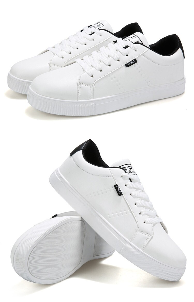 Pure leather casual sneakers (white)
