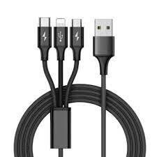 3 in1 Multiple braided charger cable with Micro usb, Type-c and iphone