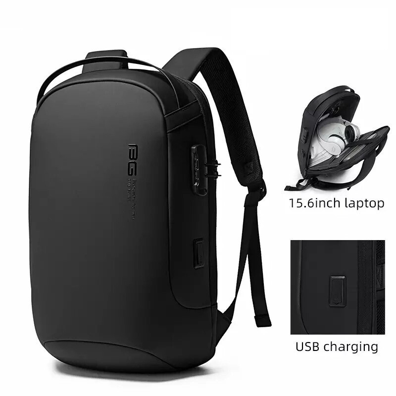 USB Backpack For Laptop multifunction High Quality Sleek USB Charging Waterproof Backpack Men Gift- Black