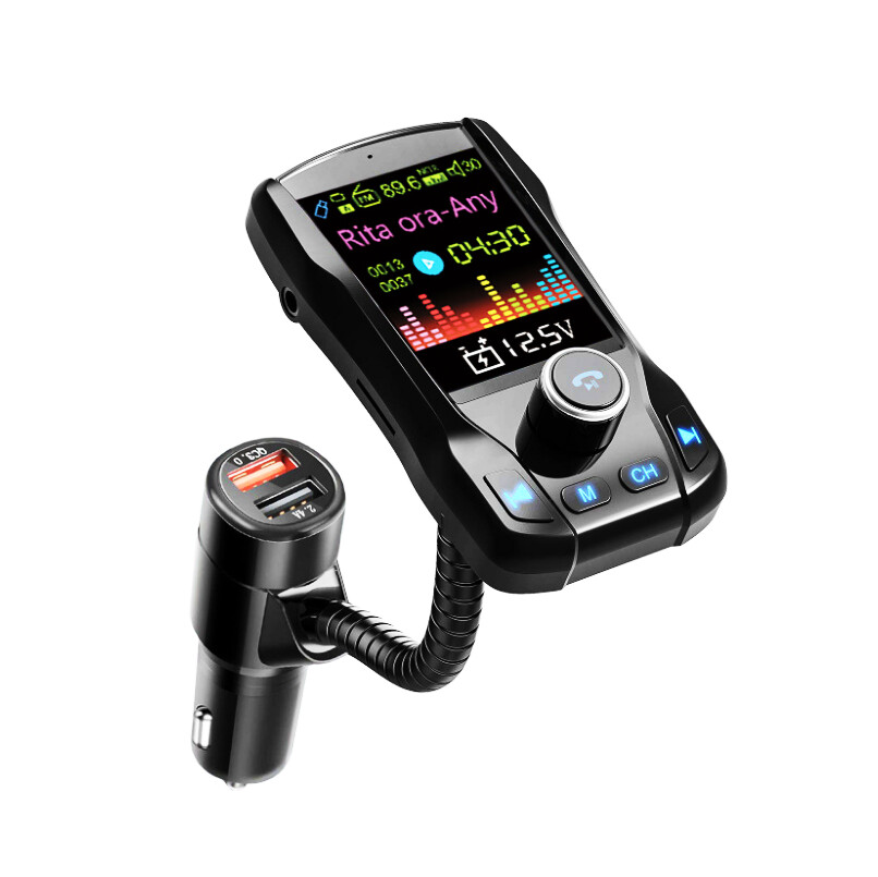 FM66 Wireless FM Transmitter Modulator Hands-free Car Kit 1.8 Inch Color Screen MP3 Player with 5V 3.1A Dual USB Fast Charger