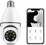 E27 360°Rotate Auto Tracking Panoramic Camera Light Bulb Interface Home Security Webcam Two Way Voice