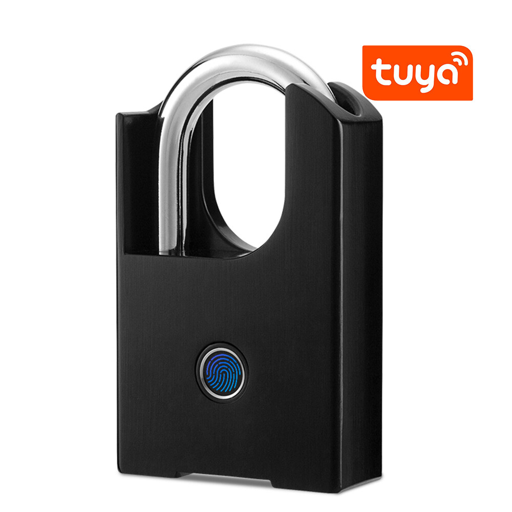 Fingerprint Padloc Tuya Smart Keyless IP67 Waterproof Wireless Warehouse Door Lock Anti-Theft Padlock
