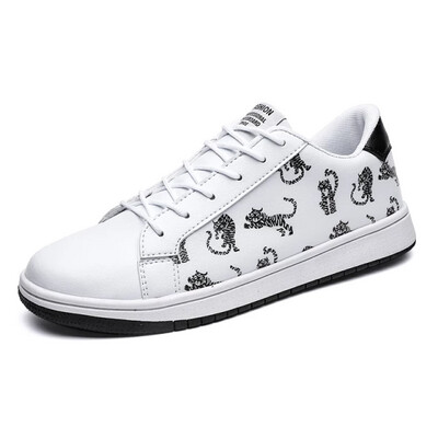 Stylish pure leather unisex sneakers | white and black