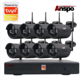 Anspo 8CH TUYA APP smart CCTV Wireless IP Camera - Black