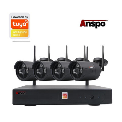 Anspo 4CH TUYA APP smart CCTV Wireless IP Camera - Black