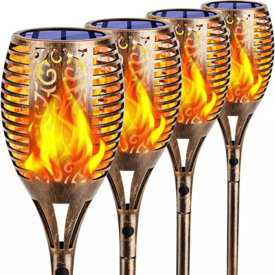 4 Pieces/Set Outdoor Waterproof Decoration Flickering Dancing Flame 96 51 33LED Solar Torch Light For Garden Pathway