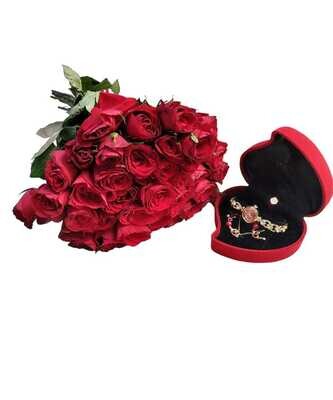 Ladies Red giftset & flowers