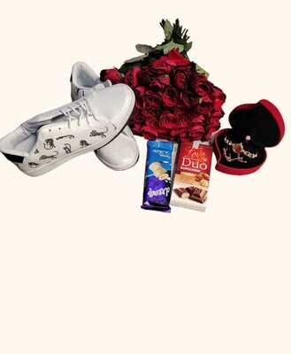 Best gift package with flowers, chocolate, ladies giftset & shoes