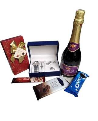 Ladies giftset, assorted chocolates, 3 chocolates & Chemdor sparkling grape