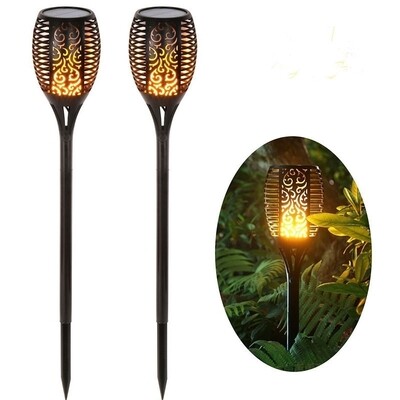 2 Pieces/Set LED Flickering Flame Switch Dancing Flame Solar Led Garden Lights
